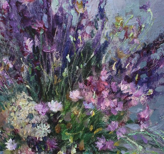 Wildflowers on blue