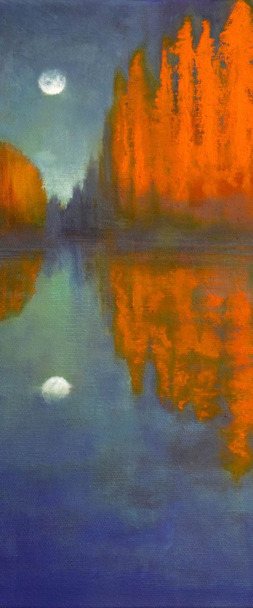 The Moon and the Poplars-Provence by John O'Grady