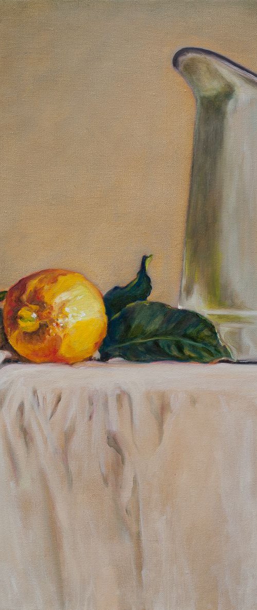 Lemon and a White Jug FRAMED by Liudmila Pisliakova