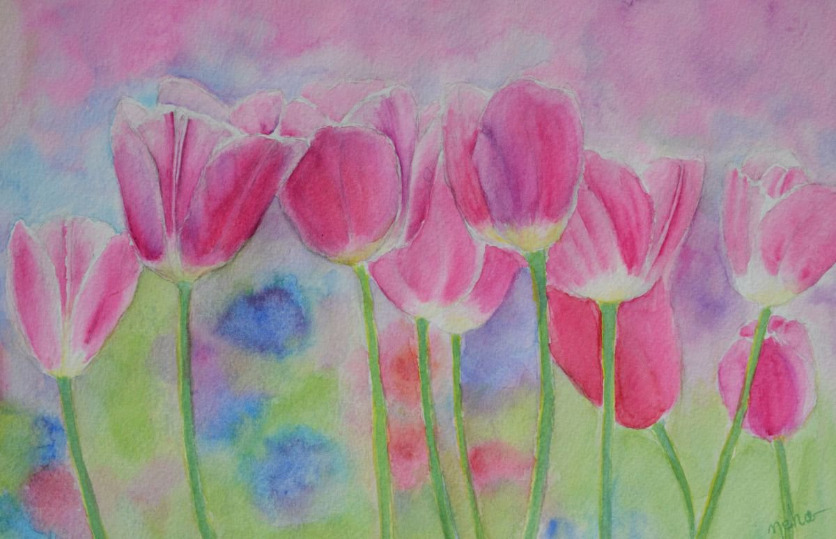 Pink tulips by Neha Soni