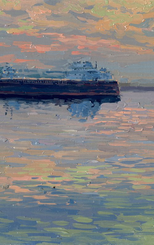 Barge on the Volga by Simon Kozhin