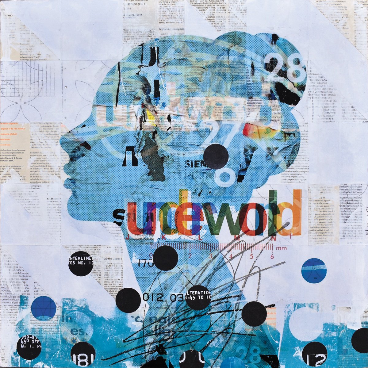 Portrait Collage By Manel Villalonga, 24 X 24", 291_Underworld, Original Artwork