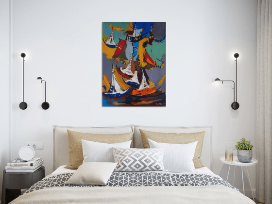 Abstract - Navigation (60x80cm, oil painting, ready to hang)