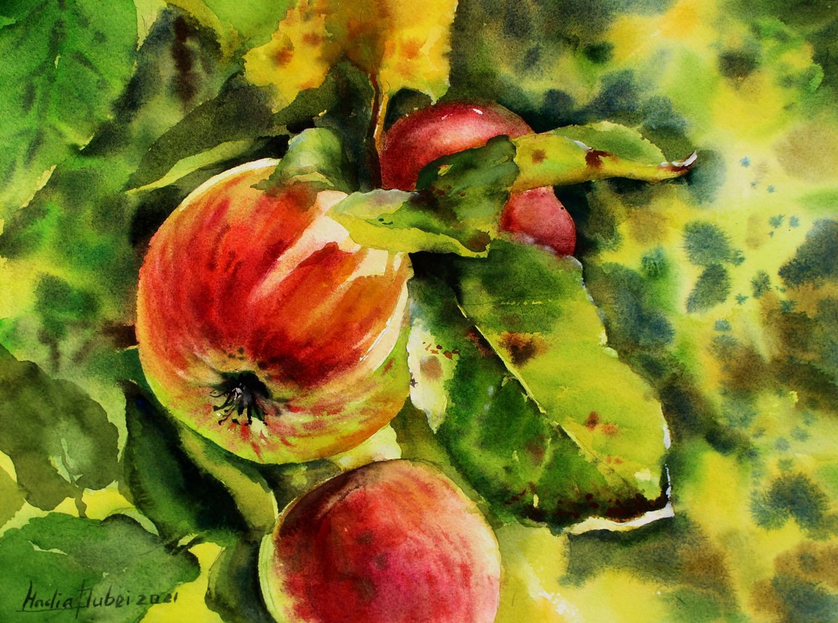Impressionistic Botanical Watercolour By Nadiia Dubei, 15 X 11", Light, Original Artwork