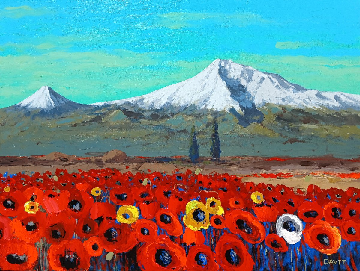 Spring Poppies By Ararat By Davit Arstamyan, 31 X 24, Artwork For Sale On Artfinder