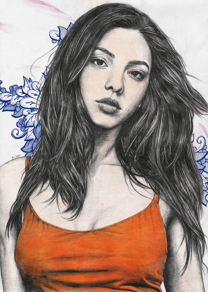 Expressive Portrait Pencil Drawing By Marco Paludet, 20 X 28", Sand And Mercury, Original Artwork