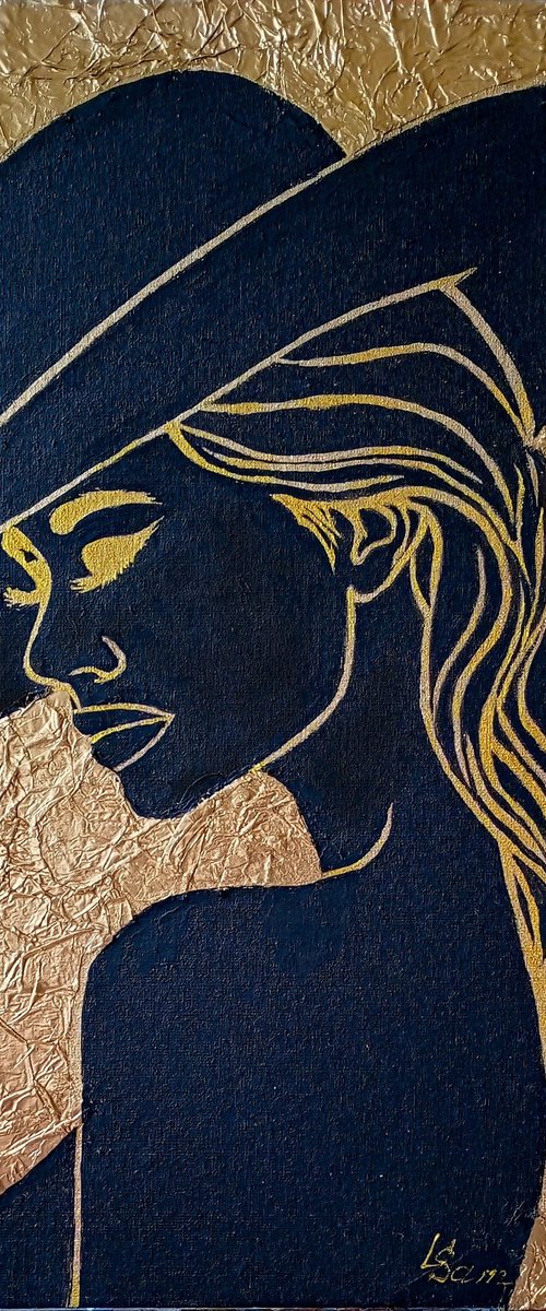 Woman in Shadow and Gold by Liubov Samoilova