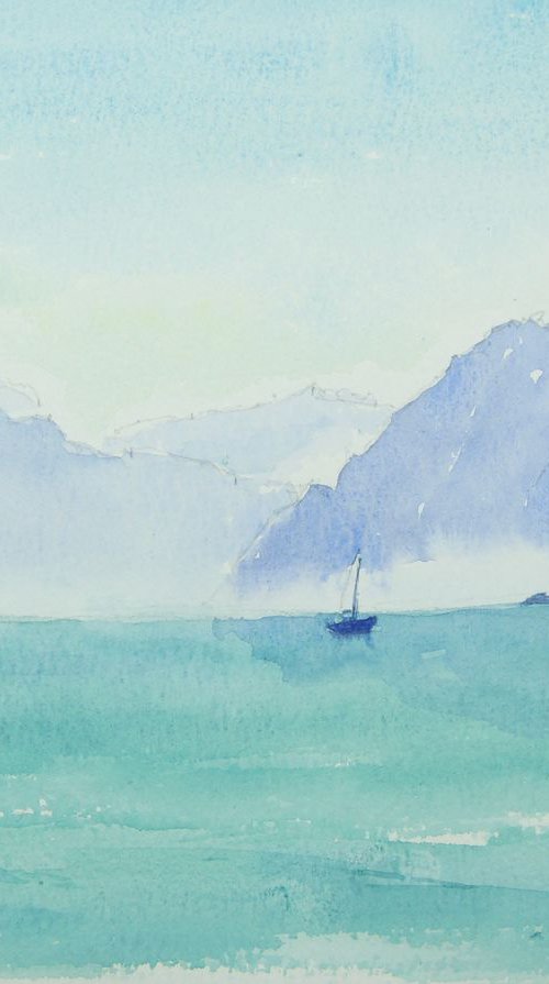 Lac Léman - alla prima by Krystyna Szczepanowski