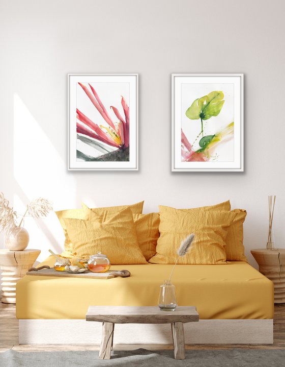 Home. Floral shades. A series of abstract original watercolours.