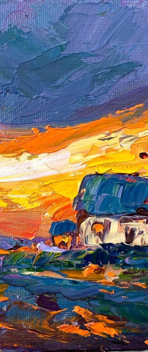 Sunset over the house by Oksana Fedorova