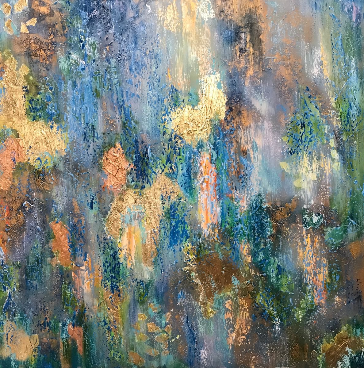 Abstract Painting By Diana Malivani, 47 X 47, Sea Breath, Original Artwork