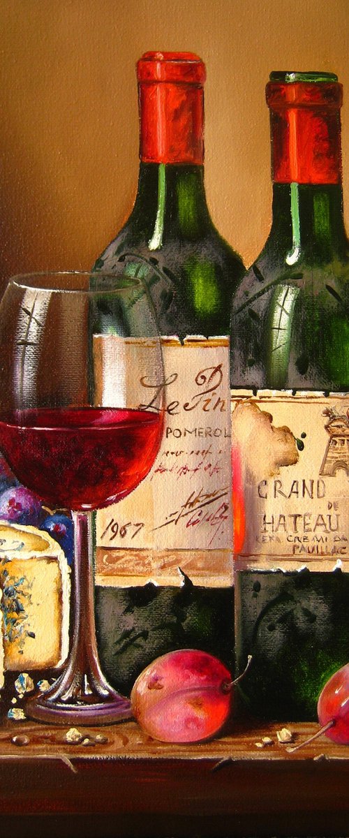 Wine, Cheese, and Fruit by Natalia Shaykina