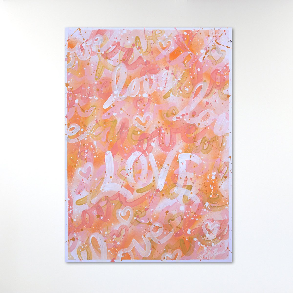 Abstract Acrylic Painting By Isabelle Pelletane, 20 X 28, Love Love 25, Original Artwork