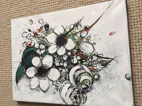 A Study Of Flowers Part II Floral Artwork For Sale Original Flower Painting On Canvas Ready to Hang Gift Ideas Acrylic Paintings Buy Art Now Free Delivery 30x23cm