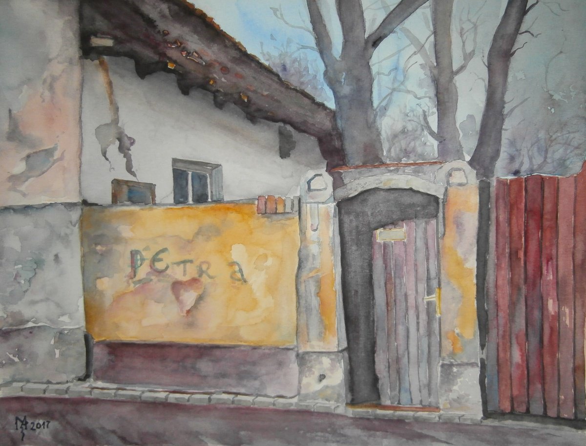 Impressionistic Cityscapes Watercolour By Zoran Mihajlovic Muza, 13 X 10", Love Gate, Original Artwork