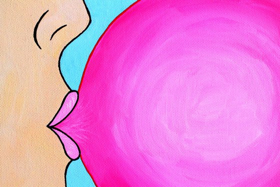 Pop! Large Bubble Gum Bubble Pop Art Painting On Canvas