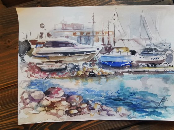 Sea Coastal Art Seaside-inspired Paintings on paper, watercolor art