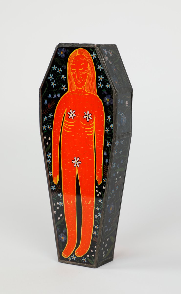 Naive Portrait Oil Painting By Katya Timoshenko, 3 X 8", Back To My Nature, Original Artwork