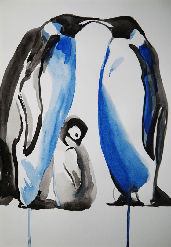 Family of penguins / 37.7 X 26.3 cm