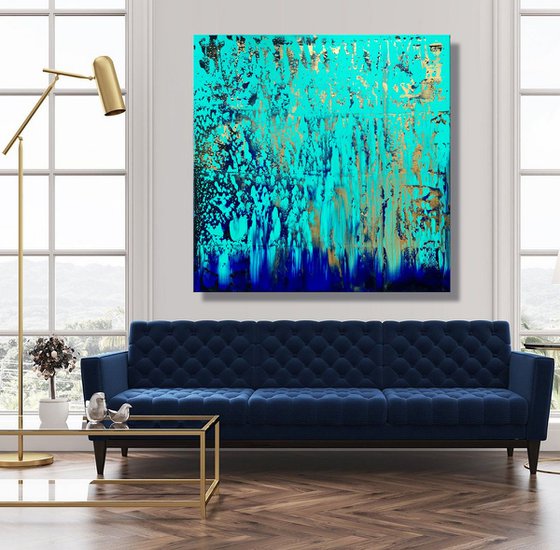 Golden Mirage - XL LARGE,  ABSTRACT ART – EXPRESSIONS OF ENERGY AND LIGHT. READY TO HANG!