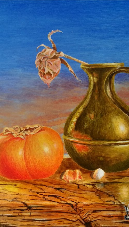 Still Life With Persimmon by Monica Rus