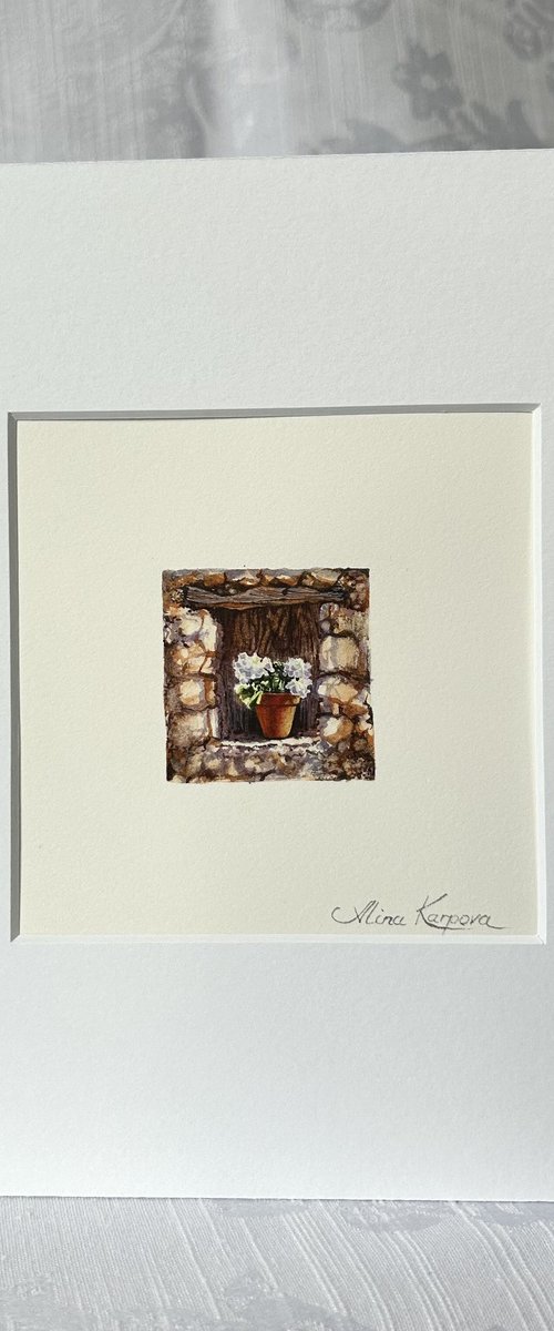 Cottage window miniature by Alina Karpova