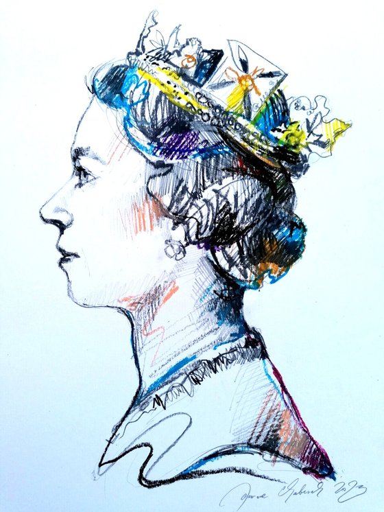 Young queen Elizabeth ii 2 draw pastel