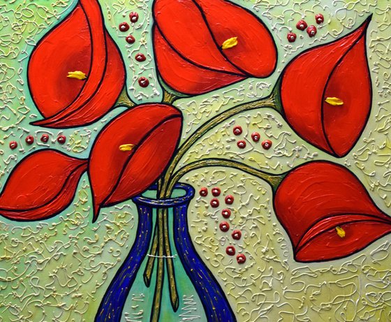 Calla Lilies - Original Textured Painting