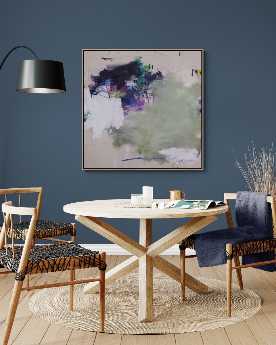 Expressive Abstract Acrylic Painting By Daniela Schweinsberg, 39 X 39, A Breath Of Summer Ix, Original Artwork