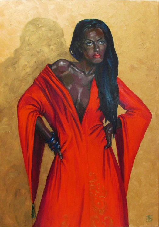Lady In Red Oil Painting By Kateryna Bortsova Artfinder
