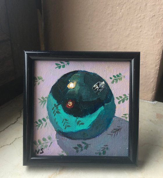 Christmas Painting - Colorful Bulbs - framed and ready to display