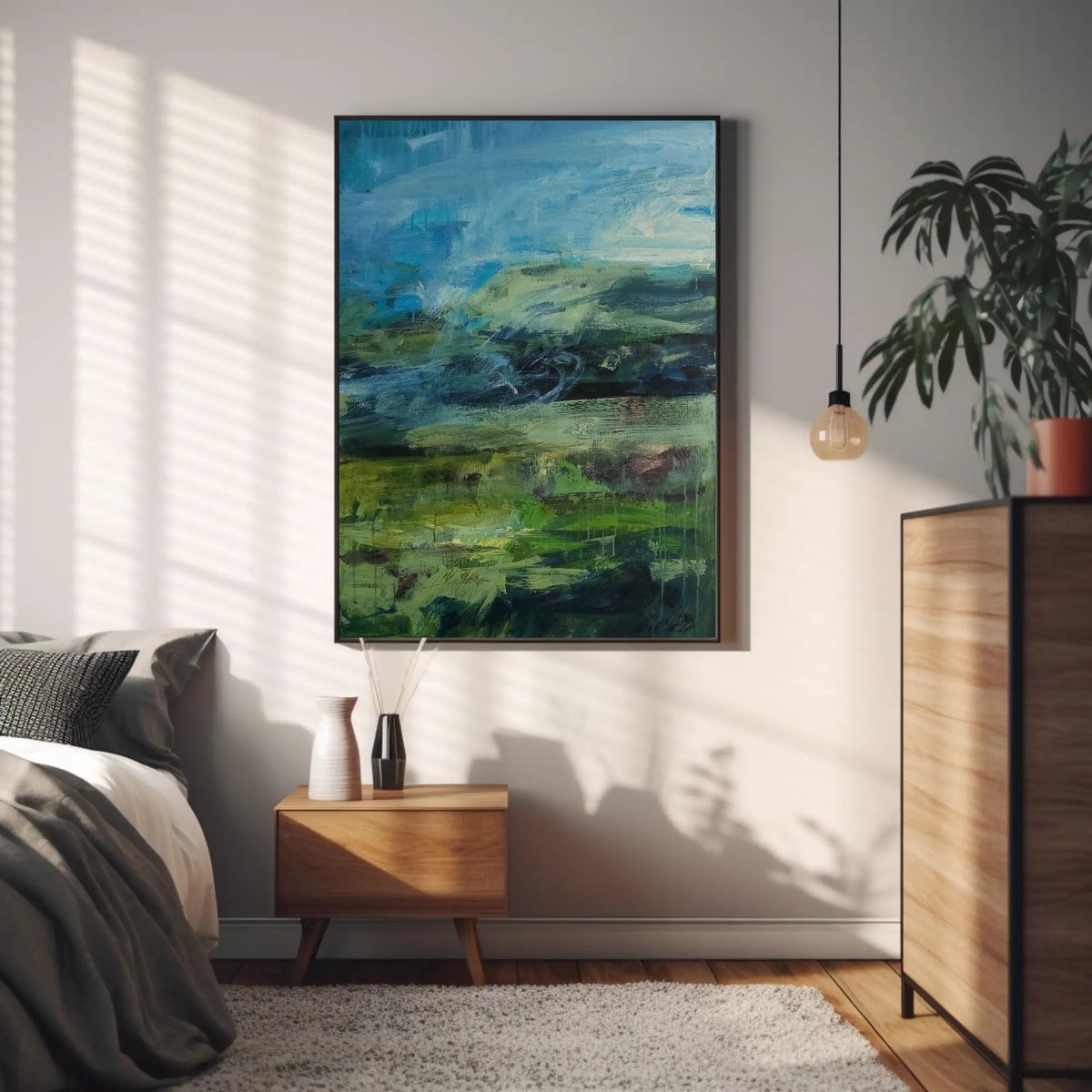 Abstract Landscape Acrylic Painting By Katia Solodka, 28 X 39", Land Of Ukraine, Original Artwork