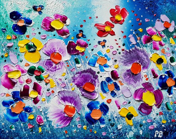 "Cosmos Meadow Flowers in Love"