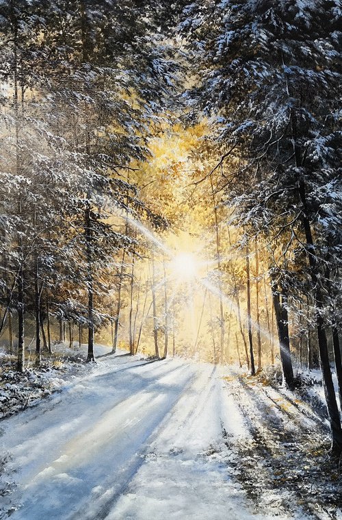 Snow-Covered Path the Pines by Sergei Miqaielyan