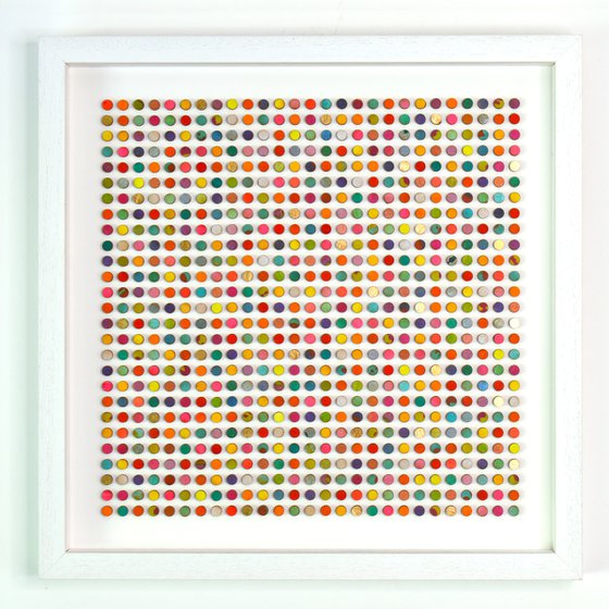 Seven Hundred and Twenty Nine 3D Painted Dots with Gold Original Painting