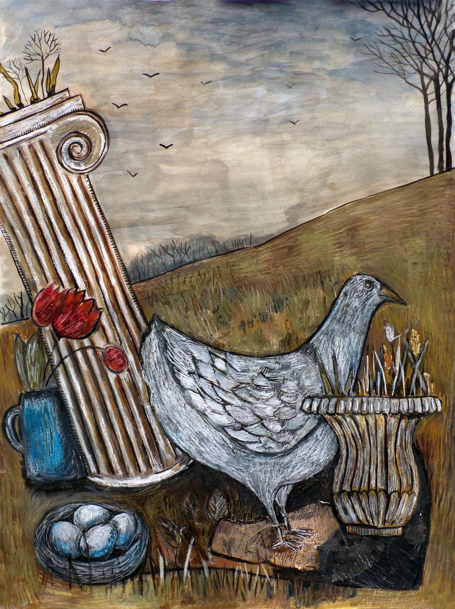 A hen and eggs by Elizabeth Vlasova