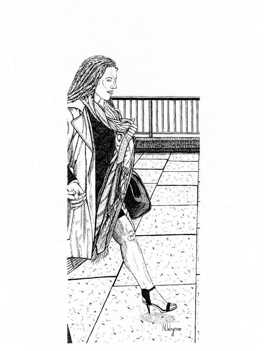 Pen and ink Drawing - Stride by Neil Wrynne