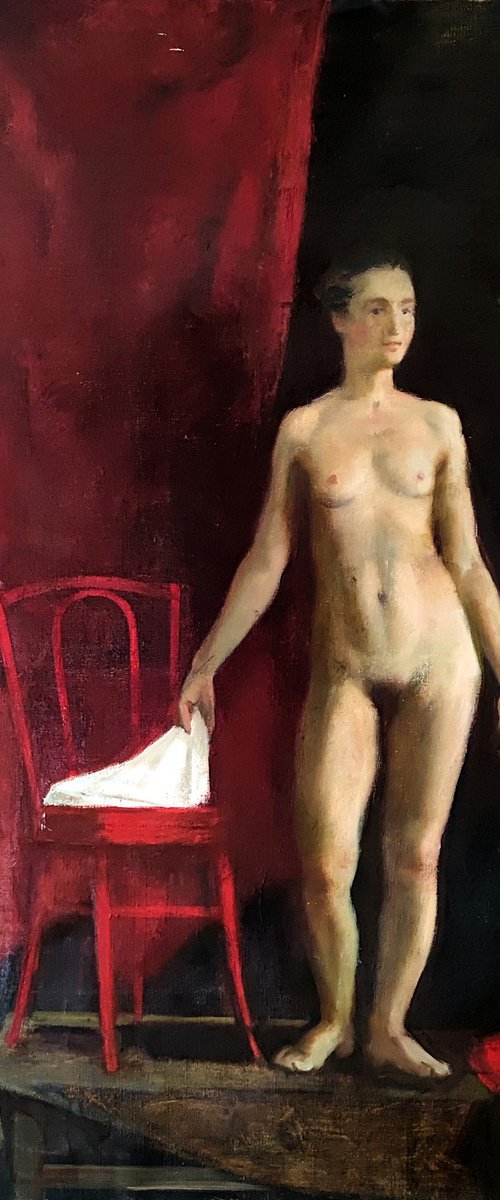 Nude in red by Maria Egorova