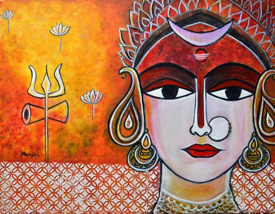 Goddess Parvati, hindu goddess of love, fertility and devotion commissioned art
