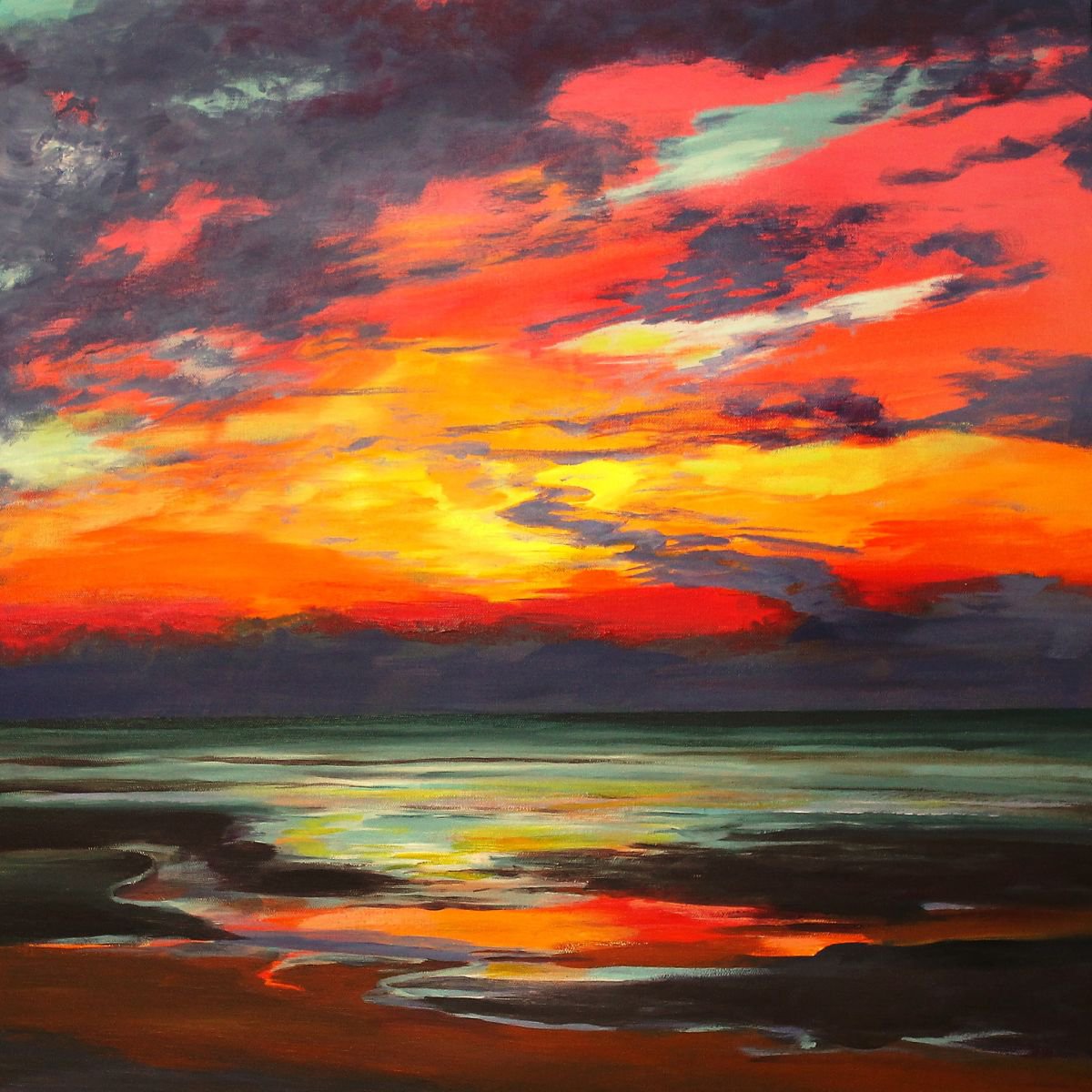 Sunset Beach Acrylic painting by Sandra Francis Artfinder