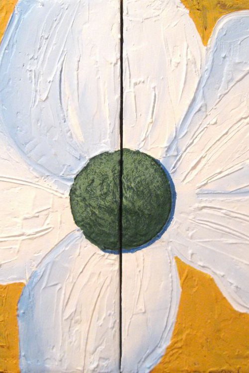 abstract Flower painting original hand painted abstract floral art canvas - 32 x 20 inches by Stuart Wright