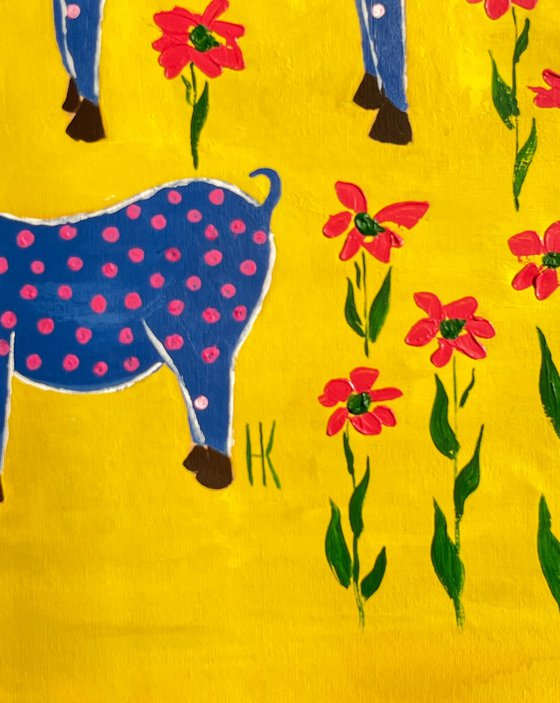 Woman Goats Original Painting