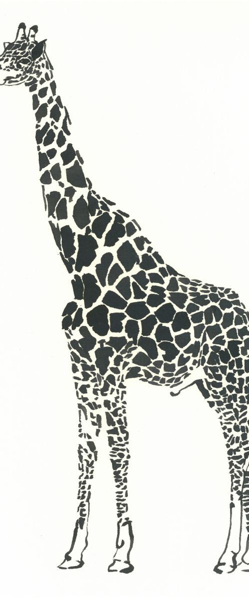 Giraffe I Animal Drawing by Ricardo Machado