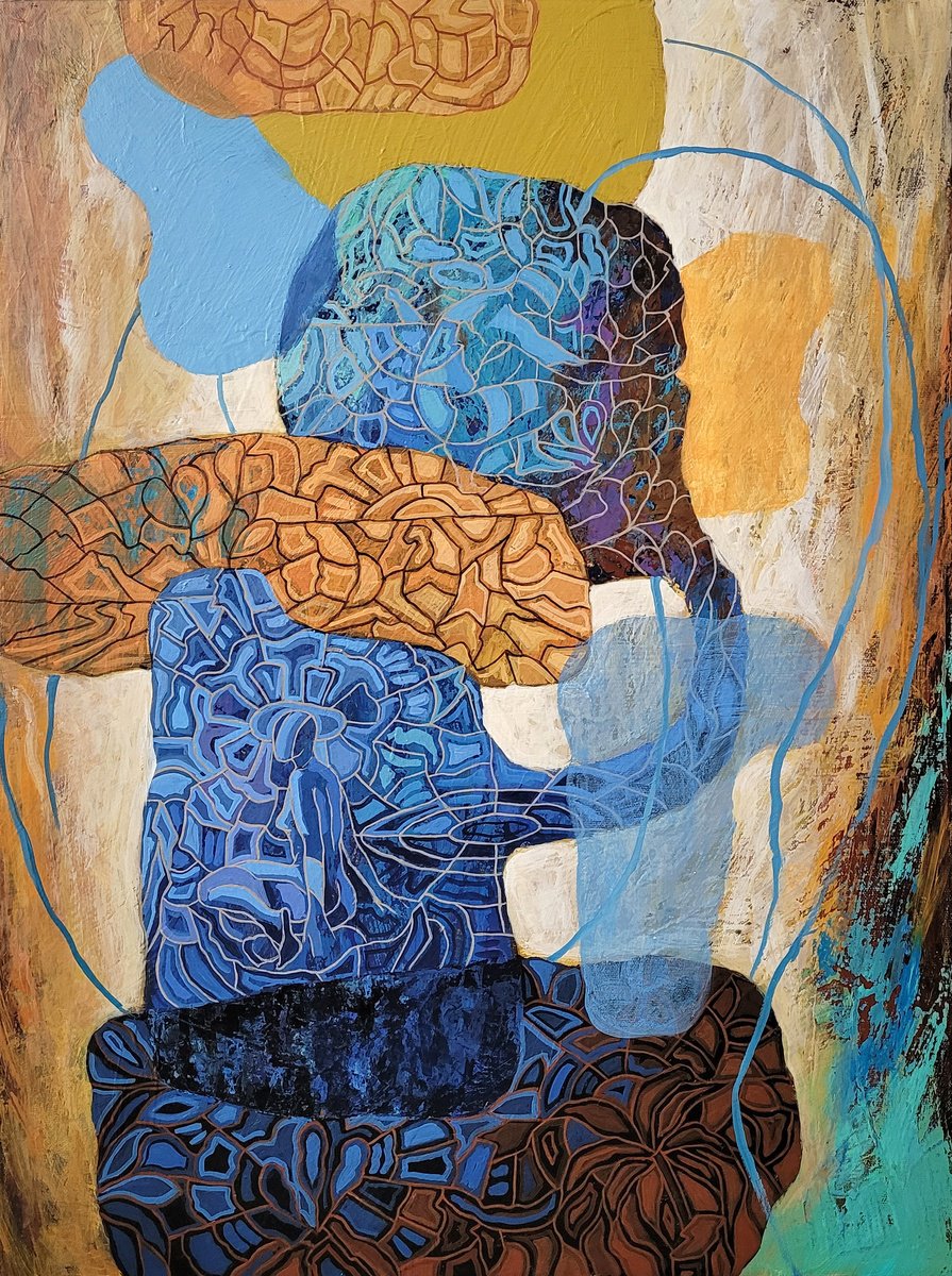 Abstract Acrylic Painting By Peggy Lee, 18 X 24", Link To Meet #6, Original Artwork