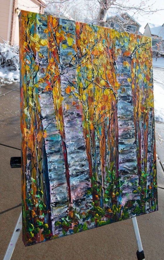 Birch Trees Impasto