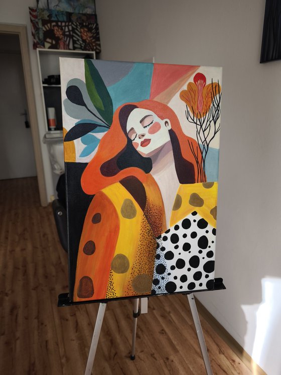Red-Haired Woman in Matisse Style