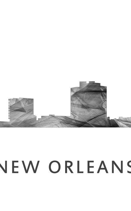 New Orleans Louisiana Skyline WB BW by Marlene Watson