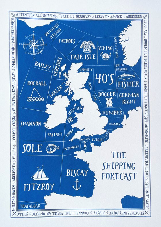 SHIPPING FORECAST III (ROYAL BLUE) - Limited-edition, Screen Print