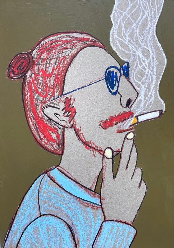 Set 2 artworks “Smoking guys”