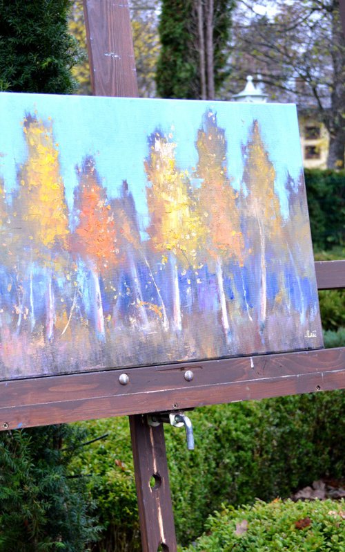 Autumn song Medium Autumn landscape on canvas by Elena Lukina